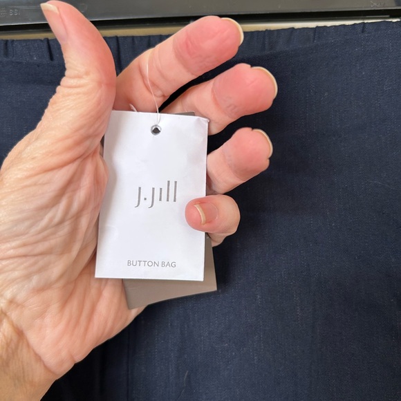 J. Jill Pure Jill Linen Stretch Navy Blue Cropped Pants- Size Medium Petite - Picture 5 of 9